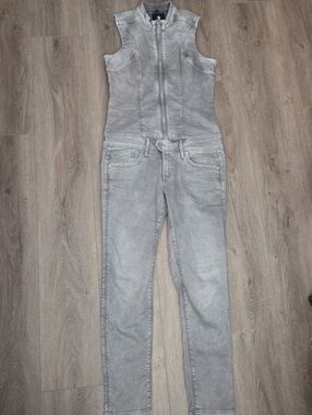 G Star Raw Lynn Zip Slim Sleeveless Suit Grey Denim Jumpsuit Women M